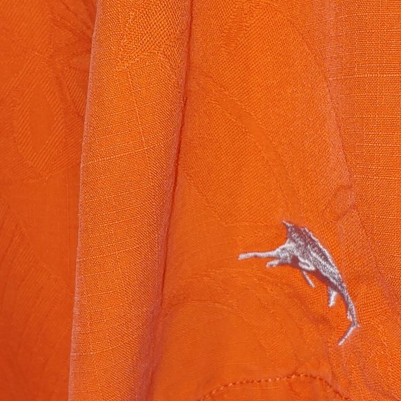 Tommy Bahama Silk Shirt Embroidered UM Short Sleeve Button Down Orange Size XXL - Picture 6 of 10